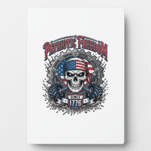 Patriotic 1776 Off Road Skull Monster Truck Plaque