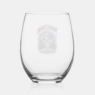 Patriotic 1776 Off Road Skull Monster Truck Stemless Wine Glass