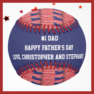 Patriotic, #1 Dad, Father's Day, Flags, Name, Baseball