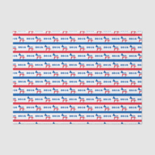 Patriotic 2016 Democrat Donkey Stripes Tissue Paper