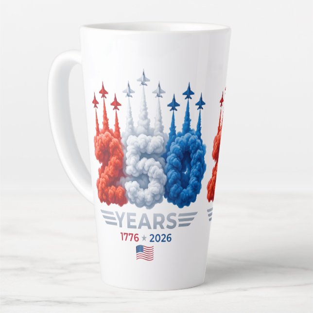Patriotic 250 Year Birthday Latte Mug (Left Angle)