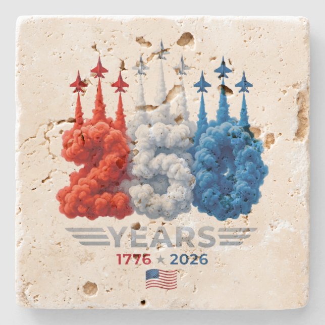 Patriotic 250 Year Birthday Stone Coaster (Front)