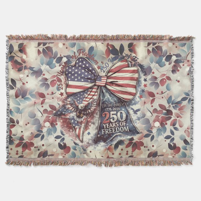 Patriotic 250 Year Birthday Throw Blanket (Front)