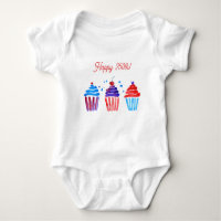 Patriotic 250th red white blue watercolor cupcake