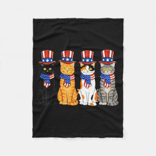 Patriotic 4th July Cats Irish Kitten Men Women Fleece Blanket