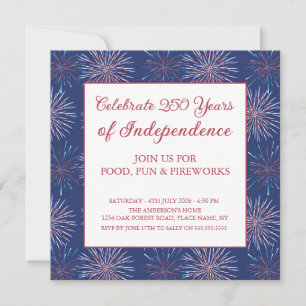 Patriotic 4th of July 2026 Fireworks Party Invitation