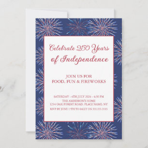 Patriotic 4th of July 2026 Fireworks Party Invitation