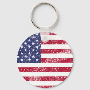 Patriotic 4th Of July American Flag Key Ring