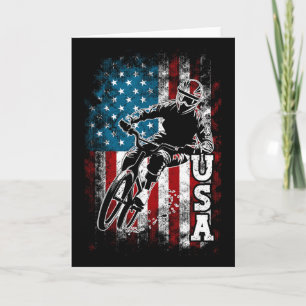 Patriotic 4th Of July American Flag Mountain Bikin Card