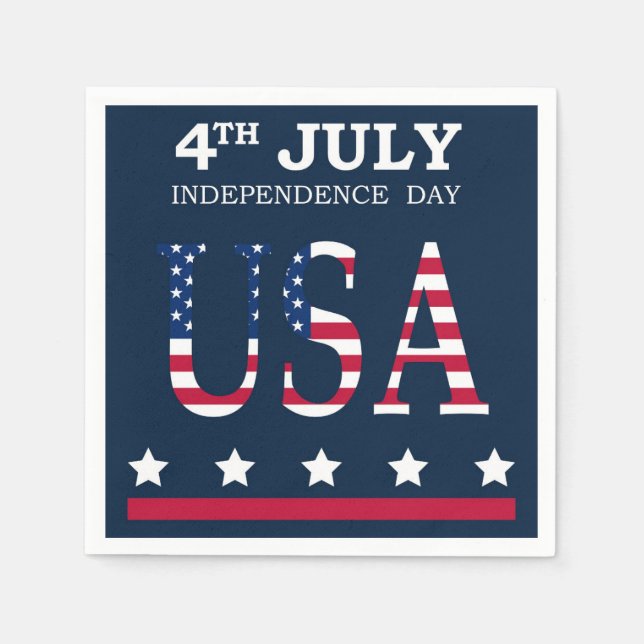 Patriotic 4th of July American Flag Stars Stripes Napkin (Front)