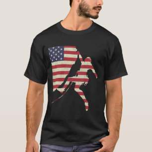 Patriotic 4th Of July American Usa Flag Rock Climb T-Shirt