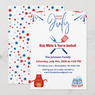 Patriotic 4th of July BBQ Cookout America 250th Invitation