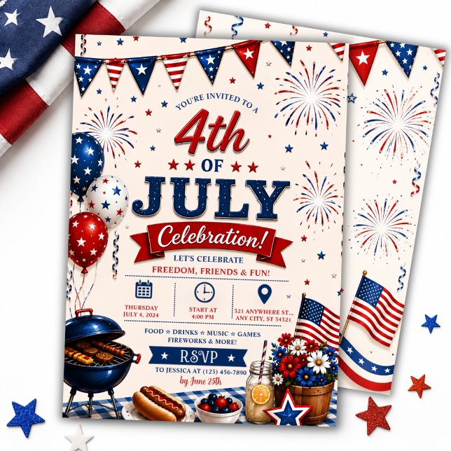Patriotic 4th of July BBQ party Invitation (Creator Uploaded)