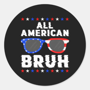 Patriotic 4th Of July Boys Teens Kids All American Classic Round Sticker