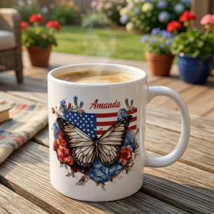 Patriotic 4th Of July Butterfly Coffee Mug