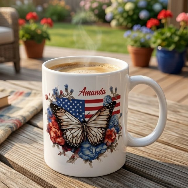 Patriotic 4th Of July Butterfly Coffee Mug (Creator Uploaded)