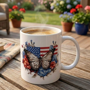 Patriotic 4th Of July Butterfly Coffee Mug