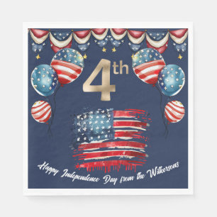 Patriotic 4th of July Celebration on Navy Blue Napkin