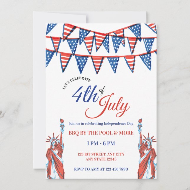 Patriotic 4th of July Celebration Party Invitation (Front)
