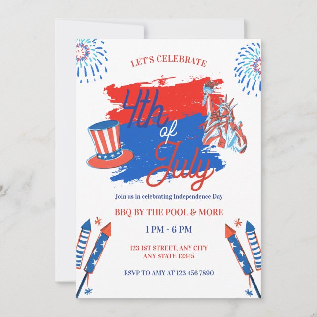 Patriotic 4th of July Celebration Party Invitation (Front)