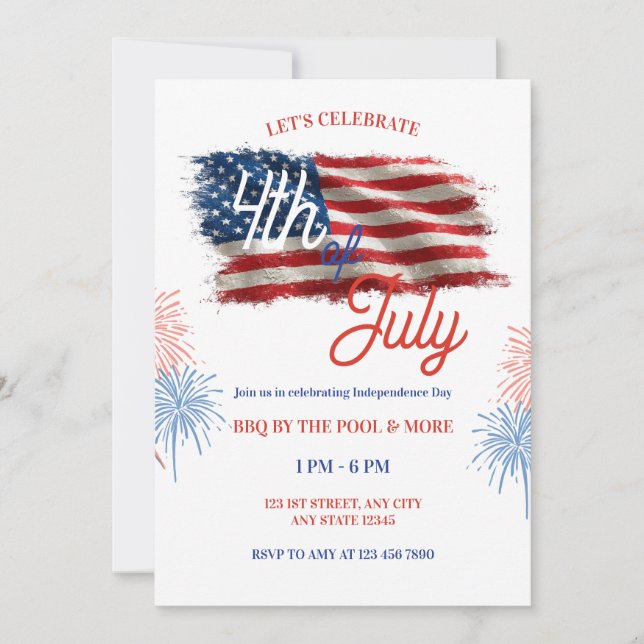 Patriotic 4th of July Celebration Party Invitation (Front)