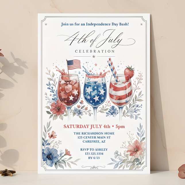Patriotic 4th of July Cocktail Celebration  Invitation (Creator Uploaded)