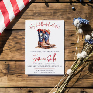 Patriotic 4th of July, Cowgirl Boots Bridal Shower Invitation
