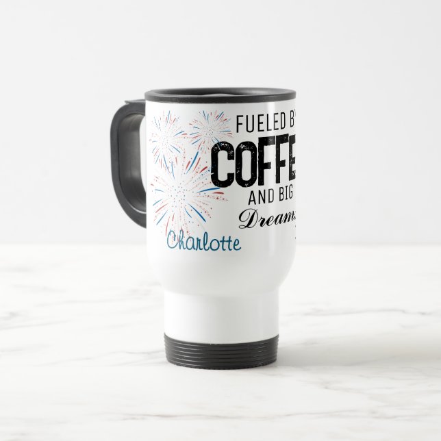 Patriotic 4th of July Custom Name  Travel Mug (Front Left)