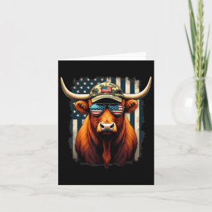 Patriotic 4th Of July Highland Cow Card