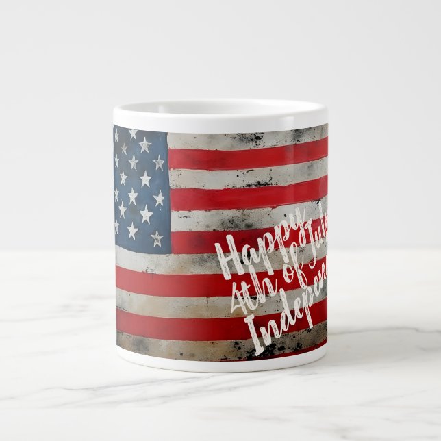 Patriotic 4th of July Independence Day Art Large Coffee Mug (Front)