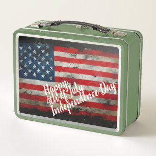 Patriotic 4th of July Independence Day Art Metal Lunch Box