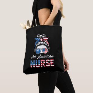 Patriotic 4th of July Nurse Independence Day Pride Tote Bag