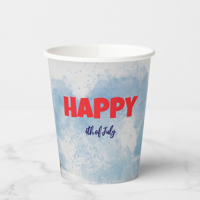 Patriotic 4th of July Paper Cups – Red White Blue (Left)
