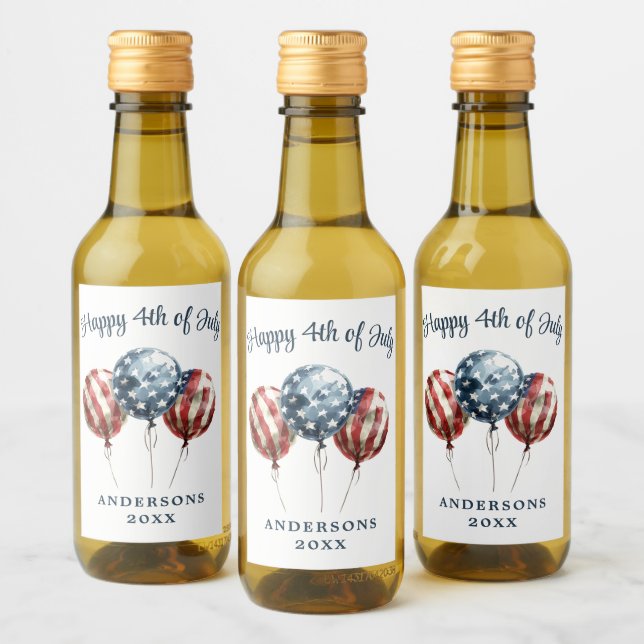 Patriotic 4th of July Party Wine Label (Bottles)