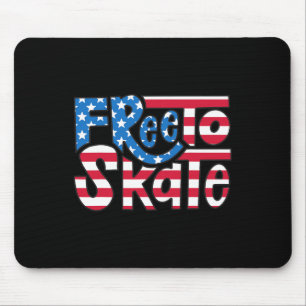 Patriotic 4th Of July Skater American Flag Free To Mouse Pad