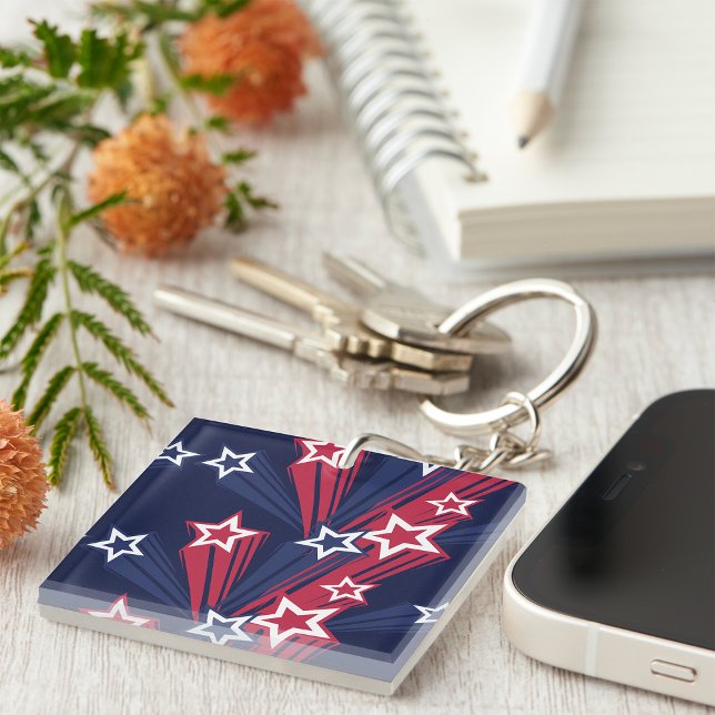 Patriotic 4th of July Stars Red White And Blue  Key Ring (Creator Uploaded)