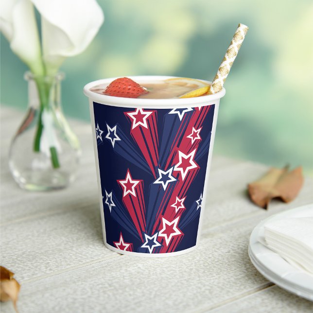 Patriotic 4th of July Stars Red White And Blue  Paper Cups (Creator Uploaded)