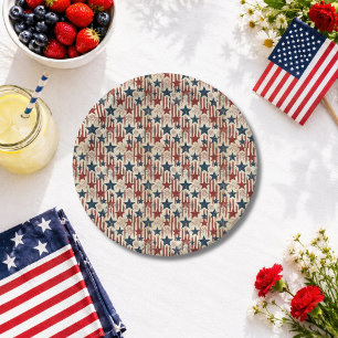 Patriotic 4th of July, Stars Stripes, Americana Paper Plate