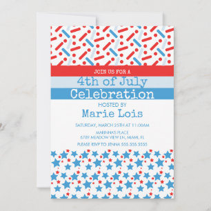 Patriotic 4th of July Stars Stripes Sprinkles Invitation