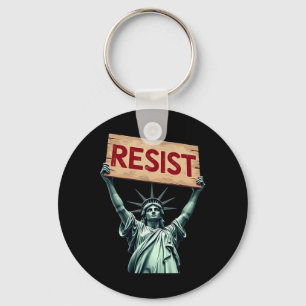 Patriotic 4th Of July Statue Of Liberty Resist Tru Key Ring