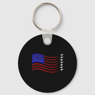Patriotic 4th Of July Usa American Flag Fighter Je Key Ring