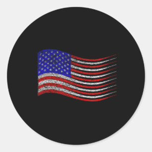 Patriotic 4th Of July Usa American Flag Waving  Classic Round Sticker