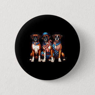 Patriotic 4th Of July Usa Flag America Puppy Lover 6 Cm Round Badge