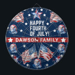 Patriotic 4th of July Watercolor Family Name  Dartboard<br><div class="desc">4th of July Watercolor Family Name personalised design. Matching products can be found in 4th of July Watercolor Collection.</div>