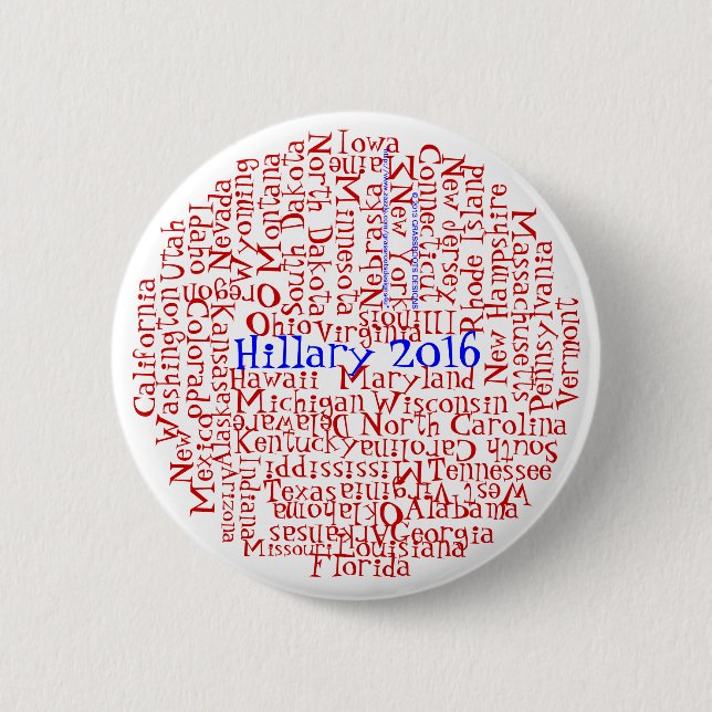 Patriotic 50 States 1 Button Hillary Clinton 2016 (Front)