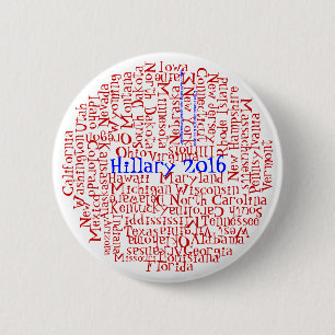 Patriotic 50 States 1 Button Hillary Clinton 2016