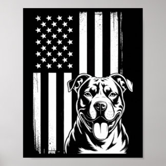 Patriotic Aamerican Bully Pitbull 4th Of July Poster