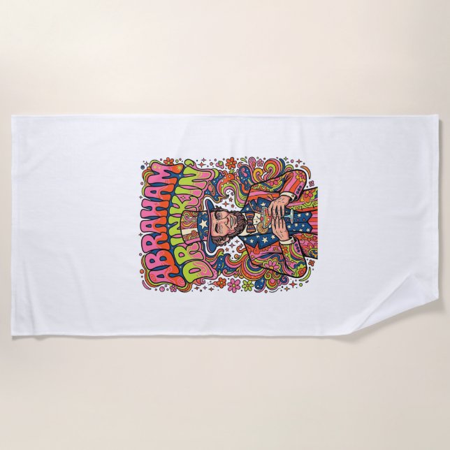 Patriotic Abraham Drinkin Retro Beach Towel (Front)