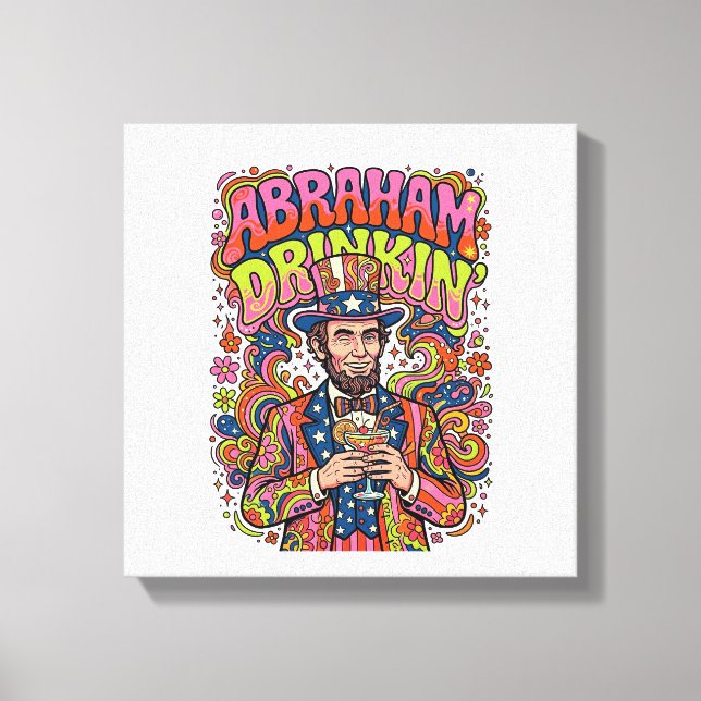 Patriotic Abraham Drinkin Retro Canvas Print (Front)