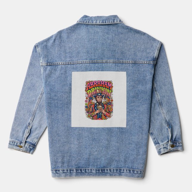Patriotic Abraham Drinkin Retro Denim Jacket (Back)